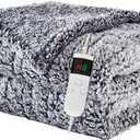 Electric Heated Throw, Soft Flannel Blanket With 8 Hours Auto Off, 10 Fast Heating Levels, Machine Washable Sherpa, Overheating Protection