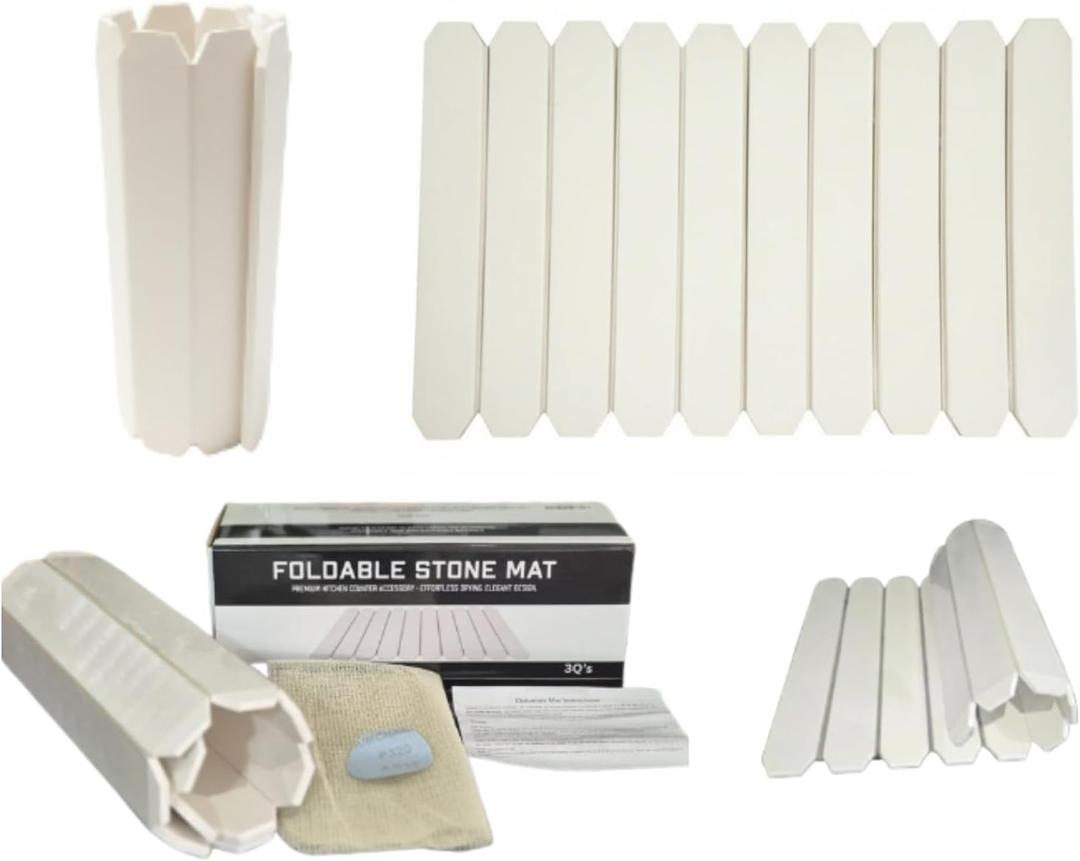 Stone Drying Mat 2416 Large - Ultra Fast Absorbent Kitchen Counter & Bathroom Mat, Diatomaceous Earth Foldable Non-Slip for Dishes, Pets, Plants