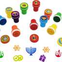 24 Multicolored Hanukkah Stampers, Each Stamp Includes A Fun Chanukkah Icon Including Menorah, Dreidels and Coins, 12-Pack Box (2-Pack)