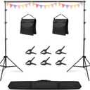 10x10FT Adjustable Photography Backdrop Stand Kit Photo Studio Background Support with 4 Crossbars 6 Clamps 2 Sandbags