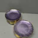 Rubtlamp 100Pcs Purple Gold Plastic Dessert Plates, 7" Purple Disposable Appetizer Plates With Gold Rim, Heavy-duty Party Salad Plates, Hammered Plastic Clear Dessert Plates for Wedding