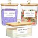 3 Pack Large Laundry Powder Container and Dryer Sheet Holder with Airtight Lid, Clear Plastic Laundry Pods Container for Laundry Room with Scoops, 12 Lables