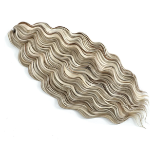 300g Curly Braiding Hair Beige Blonde mix Lvory Blonde Highlights Ocean Wave Crochet Hair Long Synthetic Loose Deep Wavy Twist Hair for Boho Braids