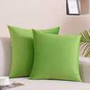 Krifey Throw Pillow Covers Velvet Spring Decorative Square Pillowcase Soft Cushion Case for Couch Bedroom 18x18 Inch Apple Green, Pack of 2