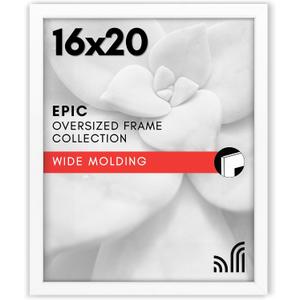 Americanflat 16x20 Picture Frame with Polished Plexiglass - White Picture Frame - Wide Photo Frames Made of Engineered Wood for Vertical or Horizontal Wall Display - Epic Collection - White