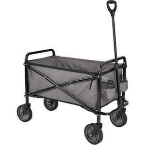 Amazon Basics Collapsible Heavy Duty Utility Wagon for Outdoor Sports, Camping, Garden, and Shopping, 265 Pounds Capacity, 27.6 x 40.9 x 20 inches, Gray