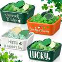 4 Pcs Mini St. Patricks Day Candy Dish Ceramic Candy Bowls Serving Trays St. Patrick's Day Shamrock Lucky Dishes Farmhouse Home Table Decoration for Holiday Snacks Cookie Housewarming Gift