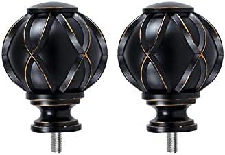 HOTOZON Black Replacement Finials for 3/4 & 5/8 Inch Diameter Curtain Rods, Samll Decorative Drapery Rod Finials, Set of 2
