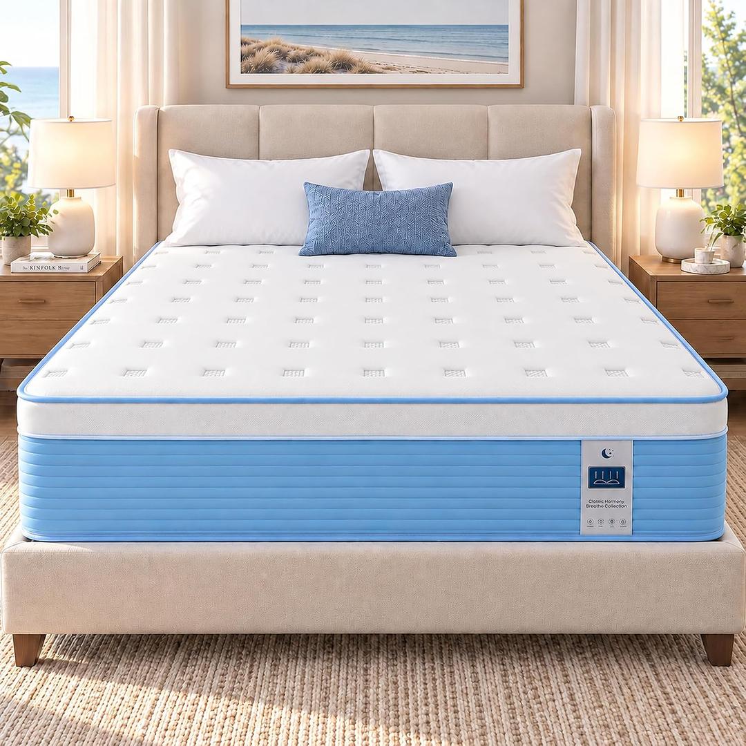 12 Inch Queen Hybrid Mattress, Medium Firm, Cooling Gel Memory Foam