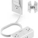 TESSAN Flat Plug Extension Cord 5 FT, Surge Protector Power Strip with 4 AC Outlets 2 USB C and 1 USB A Ports, 900 Joules Protection, Multiple Wall Outlet Extender Suitable for Office Dorm, Grey
