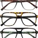 Oversized Aviator Reading Glasses Men with Blue Light Blocking, 3 Pack Retro Reading Glasses Computer Readers Men