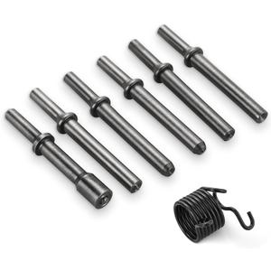 7 Pack Air Rivet Hammer Tools Kit, Pneumatic Rivet Set with 6 Heavy-Duty Bits & Spring, Heat-Treated Carbon Steel, 0.401" Shank, Compatible with Most Air Hammers