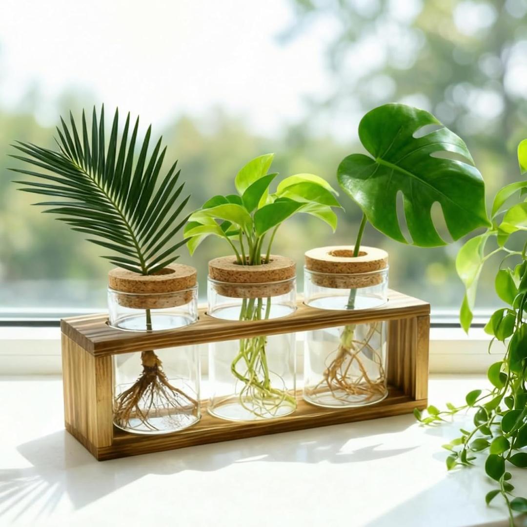 Pechaut Propagation Stations, Plant Terrarium for Indoor Hydroponic Decor, Glass planters for Fresh Cuttings, Unique Birthday Gifts for Women & Mom, Home/Office Decor