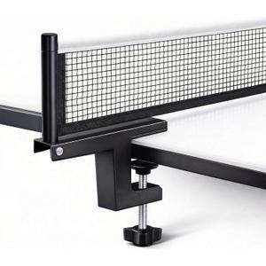 Ping Pong Post Set Table Tennis Net Ping Pong Net with Clamp Professional Training Practice Portable Grip Holder Clip Accessories for Adults & Kids Suitable for Indoor & Outdoor Black/Matte Black