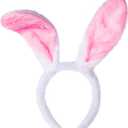 Cute Bunny Ears Headband for Women, Soft Plush Rabbit Ears, Christmas & Holiday Costume Accessory (1 Count (Pack of 1), Pink)