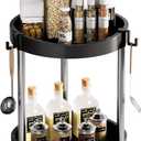 10.01" 2-Tier 360Rotating Lazy Susan turntable Organizer Spice Rack Organization for Kitchen countertop and Cabinet pantry Organizers and storage(1Black, Extra Large)