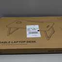 Laptop Bed Desk, Foldable Lap Table, Portable Study Table, Laptop Stand with Cup Holder & Tablet Slot & Lifting Handle for Working Writing Drawing & Eating - Black
