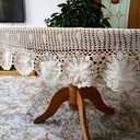 USTIDE Vintage Oval Crochet Tablecloth Beige Cotton Lace Table Cover Rustic Oval Table Overlays for Wedding/Party 80"x120"