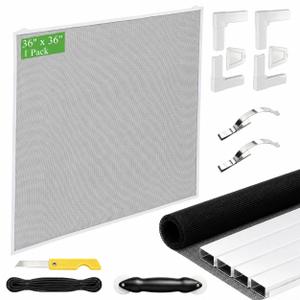 Hrboat 36" x 36" Window Screen Kit, 1-Pack Metal Frame Set, White