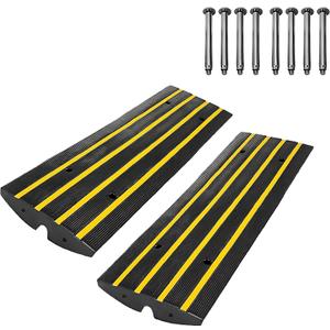Garvee 48 Inch Lane Ramp 2 Pack Made of Recycled Rubber, Sturdy Rubber Ramp for Cars Maximum Weight Capacity 110,000 Lbs, Safe Garage Access Solution.