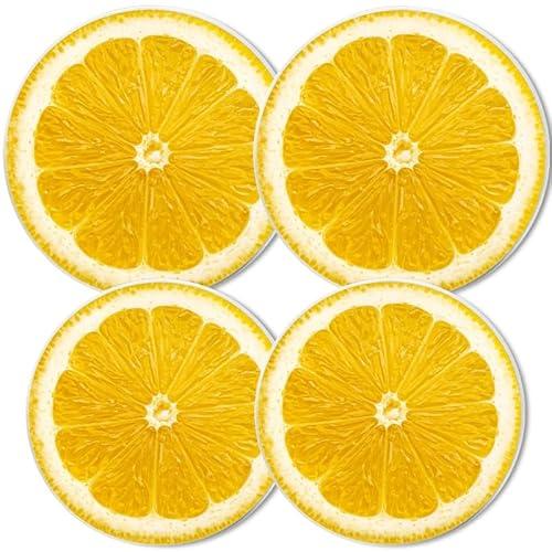 Round Gas Stove Burner Covers Set of 4,Funny Yellow Lemon Print Electric Stove Burner Covers,8 Inches and 10 Inches, Metal Stove Top Cover Cooktop Decorative
