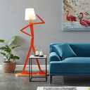 Cool Creative Floor Lamps Wood Tall Decorative Corner Reading Standing Swing Arm Light for Living Room Bedroom Office Farmhouse Kids Gift Idea- with LED Bulb (Oran Orange)