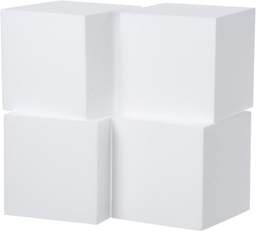 Crafare 4 Pack Craft Foam Blocks 6x6x6inch Polystyrene Brick Square for Arts School Projects Sculptures Floral Arrangements Modeling and Centerpieces