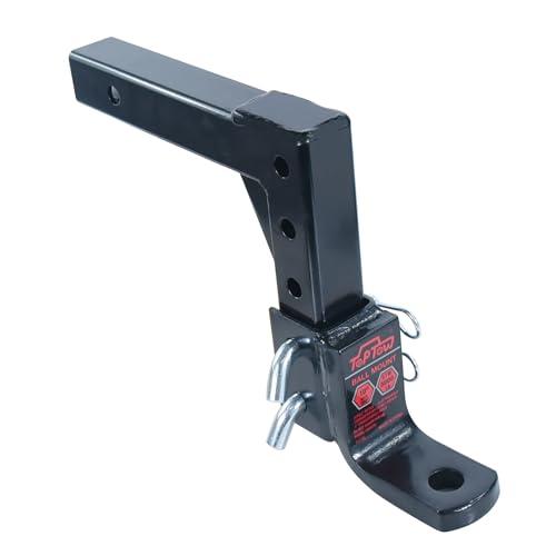 TOPTOW 64189 AdjustableTrailer Hitch Ball Mount with 5/8 inch Hitch Pin, 10 inch Drop Max, Fits 2 inch Hitch Receiver, Matte Black