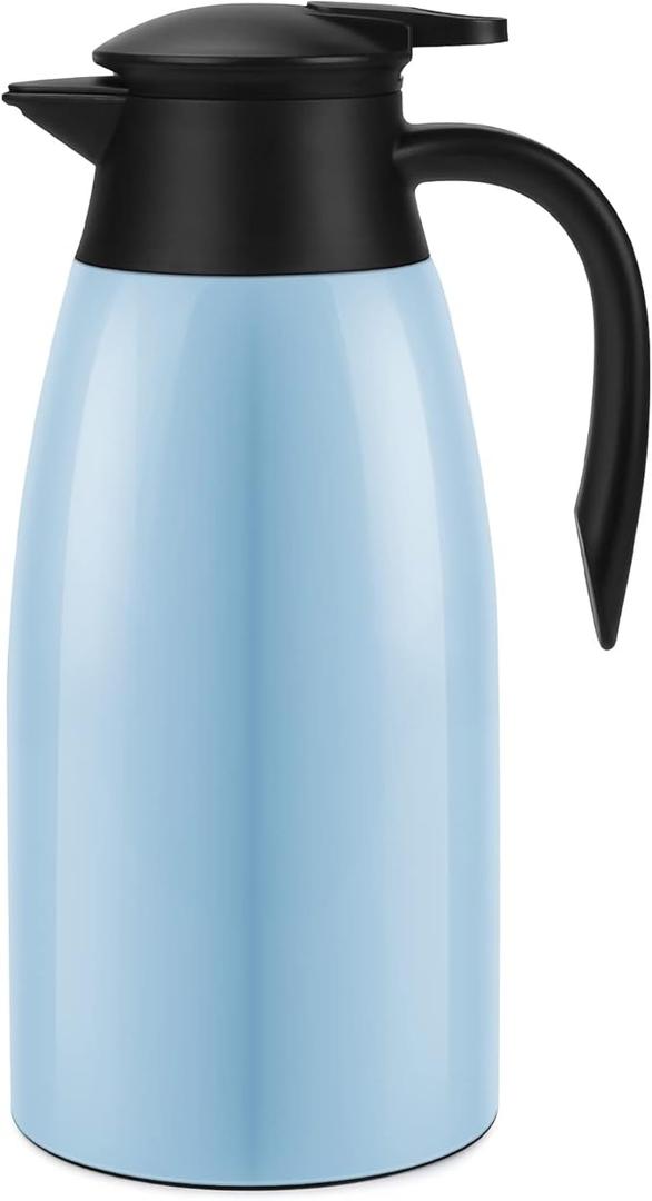 70oz Coffee Carafe Airpot Insulated Coffee Urn Stainless Steel Vacuum Thermal Pot Flask for Coffee, Hot Water, Tea, Hot Beverage - Keep 12 Hours Hot, 24 Hours Cold-Blue