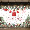 10X8ft Christmas Baby Shower Backdrop Santa Baby Christmas Party Decorations Photography Background Winter Newborn Xmas Tree Snowflake Baby Shower Decoration Cake Table Photo Booth Studio Props (Red02)