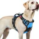 Dog Harness Medium Sized, No Pull Pet Harness with 3 Buckles, Adjustable Soft Padded Vest with Control Handle, Walking Reflective Pet Vest for Medium Dogs, Blue, L