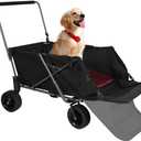 REDCAMP Folding Dog Wagon Cart with Extendable Rear End Heavy Duty, 220L Large Collapsible Utility Cart Dog Stroller with Tailgate for Sports Shopping Pet, Black