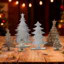 2 x Youyole 6 Pcs Wooden Christmas Trees Tabletop Decor Vintage Gray and Brown Christmas Trees Xmas Centerpieces Table Wooden Signs for Home Office Fireplace Farmhouse Xmas Party Table Decor