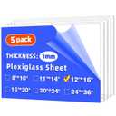 (5 Pack) 12" x 16" Clear Plexiglass Sheets 1mm thick