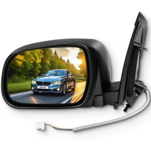 SCITOO Driver Side View Mirror Fit For 2004-2010 For Toyota Sienna Manual Folding Non-heated Power adjustment Black Left Outside Exterior Mirror TO1320201