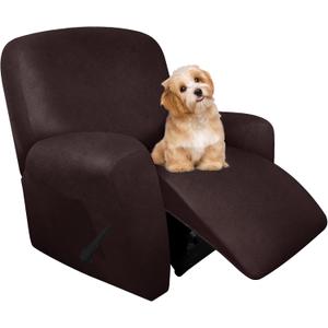 molasofa Leather Like Recliner Chair Covers - Large Lazy Boy Recliner Chair Covers for Reclining Chair 4 Pieces Washable Recliner Slip Covers That Stay in Place (Chocolate) (1 Seater)