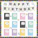 2 x Happy Birthday Bulletin Board Set for Classroom Composition Notebook Bulletin Board Composition Chart Calendar Cutouts Notebook Calendar Poster for Back to School Classroom Chalkboard Wall Decor