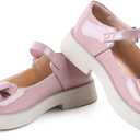 ADAMUMU Toddler Dress Shoes Flower Girl Shoes for Weeding Cute Toddler Mary Jane Shoes Lace Flore Ballet Flat for Walking, Jumping (Single Buckle-pink)