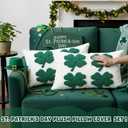 Mixweer 2 Pcs St. Patrick's Day Plush Pillow Covers 12 x 20 Inch Irish Clover Throw Pillowcases White Green Sequin Cushion Covers Home Decor for Couch Sofa Bed Farmhouse Decorative
