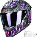 ILM Motorcycle Helmets for Adult Men Women Full Face DOT ECE Powersports Dual Visor Street Racing Helmet with Pinlock Cascos para Motos Model MF509 (Day1 Purple, M)