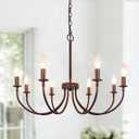 8-Light Farmhouse Chandelier for Dining Room Lighting Fixtures Hanging, Oil Rubbed Bronze Candle Chandelier Rustic Industrial Modern Chandelier for Living Room, Bedroom, Foyer