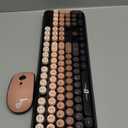 FD Wireless Keyboard and Mouse Combo - 2.4G Full-Sized Cute Colorful Mouse and Keyboard with 104 Round Keys Retro Typewriter Keyboard for Laptop/Windows/PC - Black Gradient