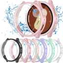 [6+6 Pack for Samsung Galaxy Watch 7 Screen Protector Case 40mm, Anti-Fog Tempered Glass & Hard PC Bumper Cover Set for Galaxy Watch7 40mm Accessories, Waterproof (Black/Clear/Ocean Green/Rose Gold/Pink/Purple)