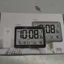 WallarGe Atomic Clock with Indoor Outdoor Temperature - 8.5'' Digital Clock Battery Operated, Self-Setting, 4 Time Zones, DST