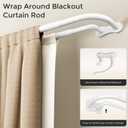 White Double Curtain Rod 34-92 Inch, Wrap Around Blackout Dual Curtain Rods for Windows, Adjustable Heavy Duty Curved Spliced Room Darkening Double Rods, All Metal, Aluminium Bracket