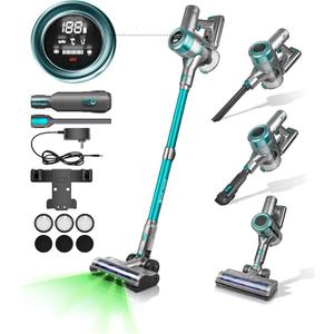 E.LUO Cordless Vacuum Cleaner,600W/≥45Kpa Stick Vacuum with Touch Screen,Max 60 Mins Runtime,Wireless Vacuum Cleaners for Home, Anti-Tangle Brush, Lightweight Vacuum for Pet Hair/Floor/Carpet-Green