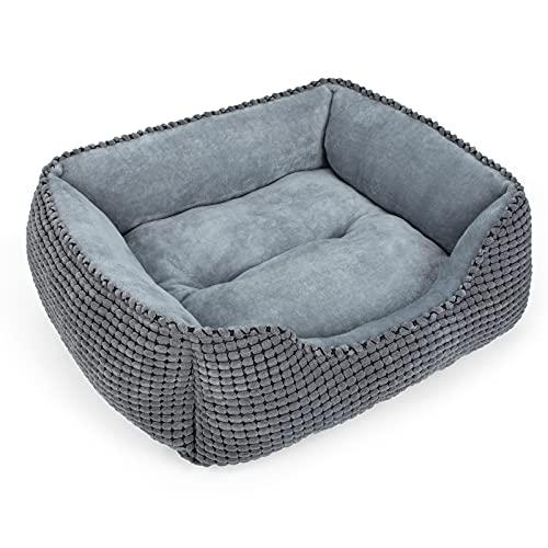 Dog Bed for Large Medium Small Dogs, Rectangle Washable Sleeping Puppy Bed, Soft Calming Cat Beds for Indoor Cats, Orthopedic Pet Sofa Bed, Anti-Slip Bottom with Multiple Size (20'', Grey)