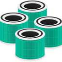 Core 300 Toxin Absorber Replacement Filter for LEVOIT Core 300 Core 300S Core 300-P Core 300S-P Air Purifier, 3-in-1 High Efficiency Activated Carbon, Compared to Part # Core 300-RF-TX, 4 Pack, Green