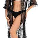 Women's Sheer Lace Robe Kimono Lace Duster Elegant Cardigan Bell Sleeve Bridal Lingerie Maternity Photoshoot Dress, Oversized