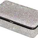 Bling Crystal Leather Portable Travel Jewelry Box Organizer Display Storage Case for Rings Earrings Necklace (Silver)